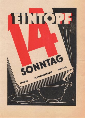 Winterhilfswerk Handzettel "Eintopfsonntag, 14. November 1937", DIN A5