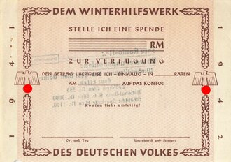 Winterhilfswerk Gau Essen, "Spendenschein" 1941/42