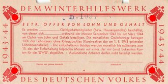 Winterhilfswerk "Opfer von Lohn und Gehalt" 1943/44