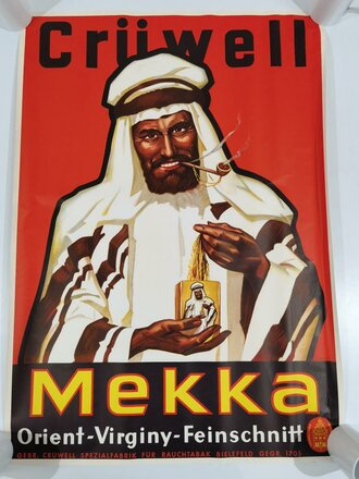 Tabak Plakat " Crüwell Mekka " 84 x 59cm, neuwertiger Zustand, gerollt, sie erhalten 1 ( ein ) Stück aus der originalen Umverpackung