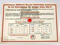Winterhilfswerk Anschlag "Aufklärung über den Spendenabzug" datiert 1936, gelocht u. geknickt, DIN A3