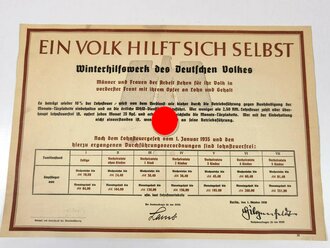 Winterhilfswerk Anschlag "Ein Volk Hilft sich selbst" datiert 1938, gelocht u. geknickt,  DIN A3