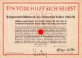 Winterhilfswerk Anschlag  "Ein Volk Hilft sich selbst" datiert 1943, guter Zustand, DIN A4