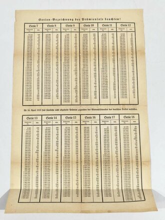Winterhilfswerk "Reichswinterhilfe-Lotterie" datiert 1939, geknickt, über DIN A3