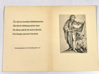 Winterhilfswerk "Weihnachts-Gabenkarte" 1933-34, unter DIN A4