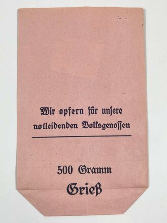 Winterhilfswerk Tüte für "500 Gramm Grieß Spende" 1938/39