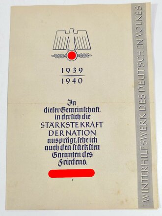 Winterhilfswerk Faltblatt 1939/40...