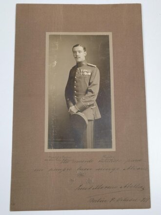 Spanien, Atelieraufnahme auf Karton, Portrait eines hochdekorierten Kolonialoffiziers, Berlin, 9.10.1911?, Foto 11 x 19,5, Karton ca. DIN A4, guter Zustand