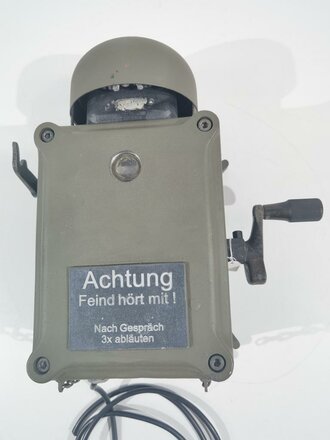 Festungsfernsprecher mit Handapparat Wehrmacht. Wiederaufgearbeiteter Satz, zum Teil mit neuteilen restauriert, Funktion nicht geprüft
