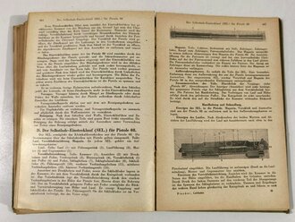 "Waffen- und Schiesstechnischer Leitfaden für die Ordnungspolizei" Ausgabe 1944 mit 568 Seiten. Buchrücken defekt, Bindung zum Teil lose