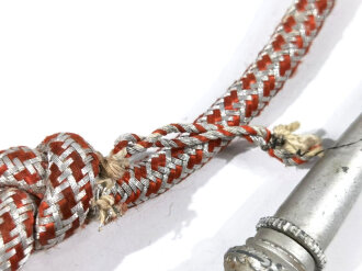 Heer, Paradefangschnur für einen Musikmeister, silberfaden mit roten Durchzügen. guter Zustand, selten