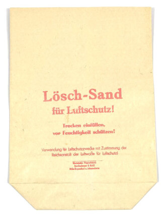 Papiertüte "Lösch-Sand für Luftschutz!" ungebrauchtes Stück, ca DIN A3