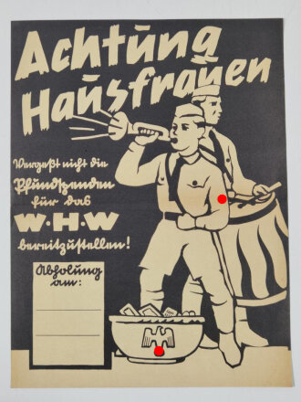 Winterhilfswerk "Achtung Hausfrauen" Plakat DIN...