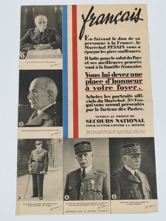 Frankreich, Plakat, datiert 1942, DIN A2, geknickt