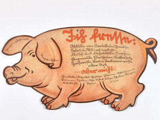 Ernährungshilfswerk plastische Darstellung was ein Schwein frisst, ausgebessert, Breite 40cm