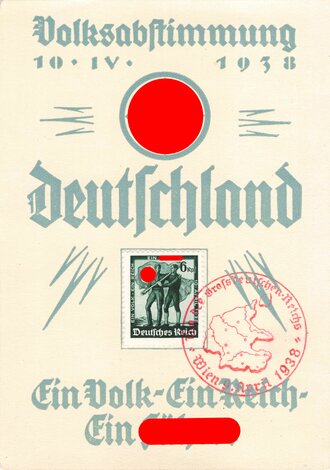 Volksabstimmung in Deutschland 10. April 1938 " Ein Volk, ein Reich, ein Führer "