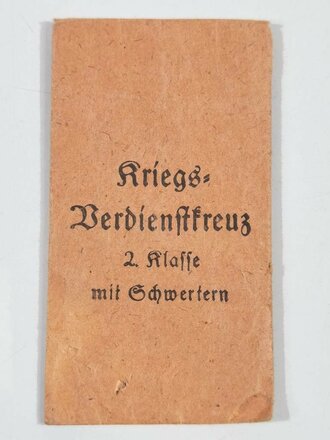 Kriegsverdienstkreuz 2.Klasse mit Schwertern aus Zink, in Tüte von Eugen Schmidhäusler Pforzheim