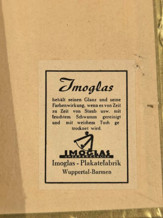 Pappaufsteller "Elpa Strümpfe" Imoglasschild, 19,5 x 25,5 cm Deutschland, 1950er Jahre. Leichte Kratzer, an den Ecken bestossen