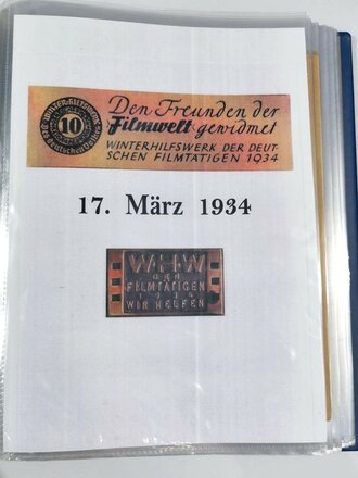 Winterhilfswerk der Deutschen Filmtätigen 1934,  16 Sammelbilder jeweils im Format 13,5 x 18,5cm, in  neuzeitlichem Album