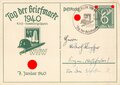 Ansichtskarte "Tag der Briefmarke 7. Januar 1940", gelaufen 1940