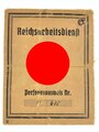 Reichsarbeitsdienst Personenausweis für einen Angehörigen der Stammdienststelle 216 Euskirchen