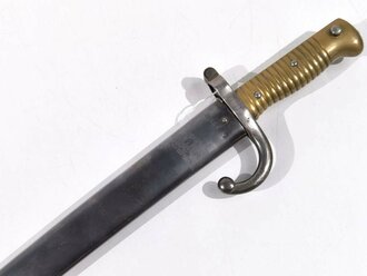 Frankreich, Seitengewehr zum Infanterie-Gewehr Mle 1 865 Chassepot, sehr guter Zustand, Nummerngleiches Stück, Hergestellt "St.Etienne 1871"