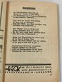 "NS Liederbuch" Eine Sammlung der bekanntesten NS Kampf-Marsch-u.vaterländischer Lieder. 2.Auflage 1934 mit 96 Seiten. Buchrücken neuzeitlich geklammert und geklebt