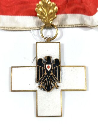 Ehrenzeichen des Roten Kreuzes 1. Klasse am Halsband, daran eine Eichenlaub das eher bei den späteren Ausführungen dazugehört.. Ausgabe 1934-1937, Ältere Sammeranfertigung