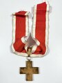 Ehrenzeichen des Roten Kreuzes 1. Klasse am Halsband, daran eine Eichenlaub das eher bei den späteren Ausführungen dazugehört.. Ausgabe 1934-1937, Ältere Sammeranfertigung