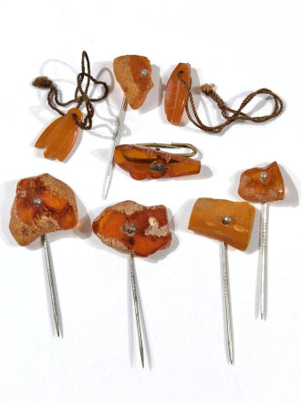 Winterhilfswerk , 8 Abzeichen aus Bernstein