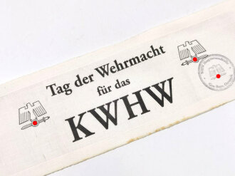 Armbinde "Tag der Wehrmacht für das KWHW ( Kriegs Winterhilfswerk)  Stempel der Hauptsammelstelle Gau Bayr. Ostmark