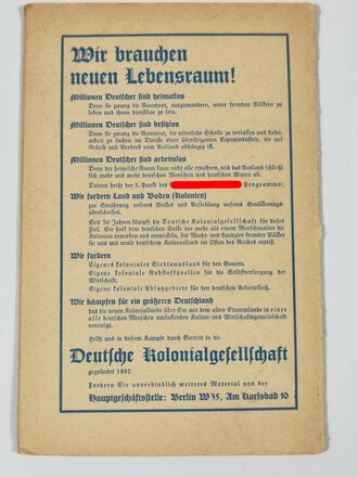 "Auch hier liegt unser Lebensraum" Deutschlands Kolonien von Major a.D. Paul Schnoeckel, 32 Seiten