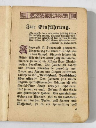 1.Weltkrieg, "Unser Liederbuch" Kleinformat, 160 Seiten