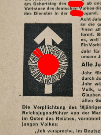 "Die Jungenschaft" Blätter für Heimabendgestaltung im Deutschen Jungvolk vom 24.März 1937