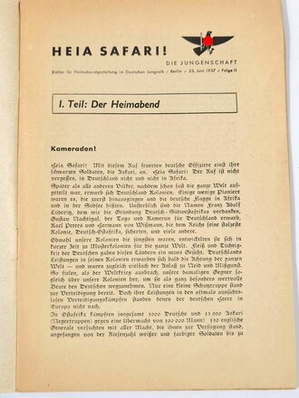 "Die Jungenschaft" Blätter für Heimabendgestaltung im Deutschen Jungvolk vom 23.Juni 1937