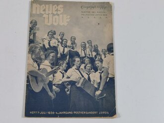 "Neues Volk" Blätter des rassenpolitischen Amtes der NSDAP, Ausgabe aus Juli 1936 mit 48 Seiten