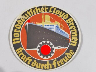 Kofferaufkleber für eine KDF Reise Norddeutscher Lloyd Bremen, Durchmesser 11,5cm
