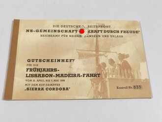 Gutscheinheft für die Frühjahrs Lissabon-Madeira Fahrt 1838 mit dem KDF Dampfer "Sierra Cordoba"