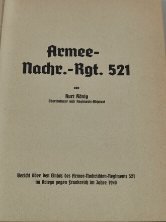 "Armee Nachrichten Regiment 521" Bericht...