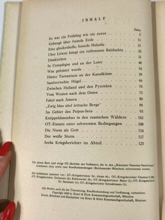 "OT im Einsatz" Als Kriegsberichter bei den Frontarbeitern, datiert 1943 mit 128 Seiten