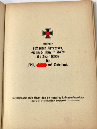 "Mit den Kradschützen in Polen" Erlebnisse der 1. ( Kradsch. ) Kp Sch.Rgt.2 " datiert 1939 mit 82 Seiten