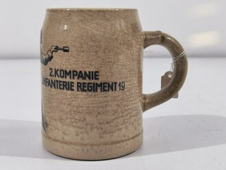 Bierkrug " 2.Kompanie Infanterie Regiment 19 München 1936 " Halbliter, sehr guter Zustand
