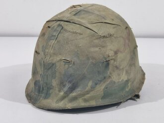 U.S. Vietnam era steel helmet. WWII front seam shell...