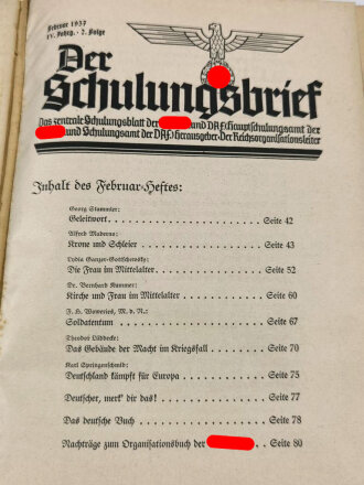 "Der Schulungsbrief" Das zentrale Monatsblatt der NSDAP, Jahrgang 1937 gebunden