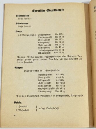 "1939 - Ausschreibungen Reichswettkämpfe der SA" 40 Seiten, DIN A5, gebraucht