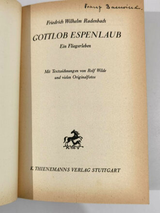 "Gottlob Espenlaub" Ein Fliegerleben. Stuttgart...