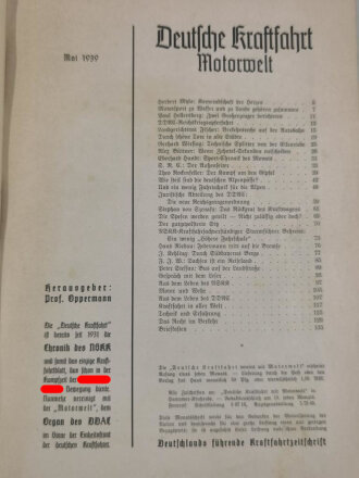 NSKK "Deutsche Kraftfahrt", Mai 1939, DIN A4, 138 Seiten