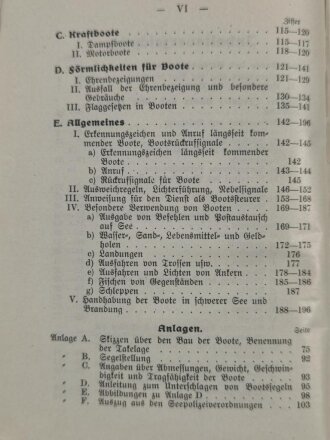 " M.Dv.Nr.62 Vorschrift für den Bootsdienst in der Kriegsmarine"  mit 112 Seiten