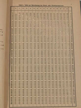 Marineobservatorium Wilhelmshaven " Hilfstafeln zur Berechnung der Gezeiten nach dem harmonischen Verfahren" Berlin 1939 mit 109 Seiten, zwei Seiten innen defekt