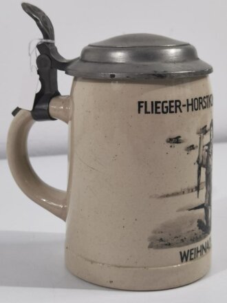 Bierkrug " Flieger Horstkompanie Fürth i.B. Weihnachten 1936"  Ungereinigtes Stück mit leichten  Gebrauchspuren in gutem Zustand